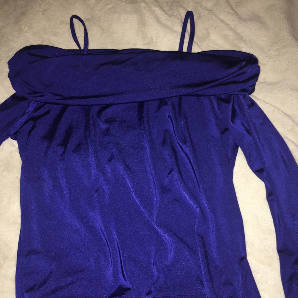 Sexy royal blue cold shoulder top from Venus